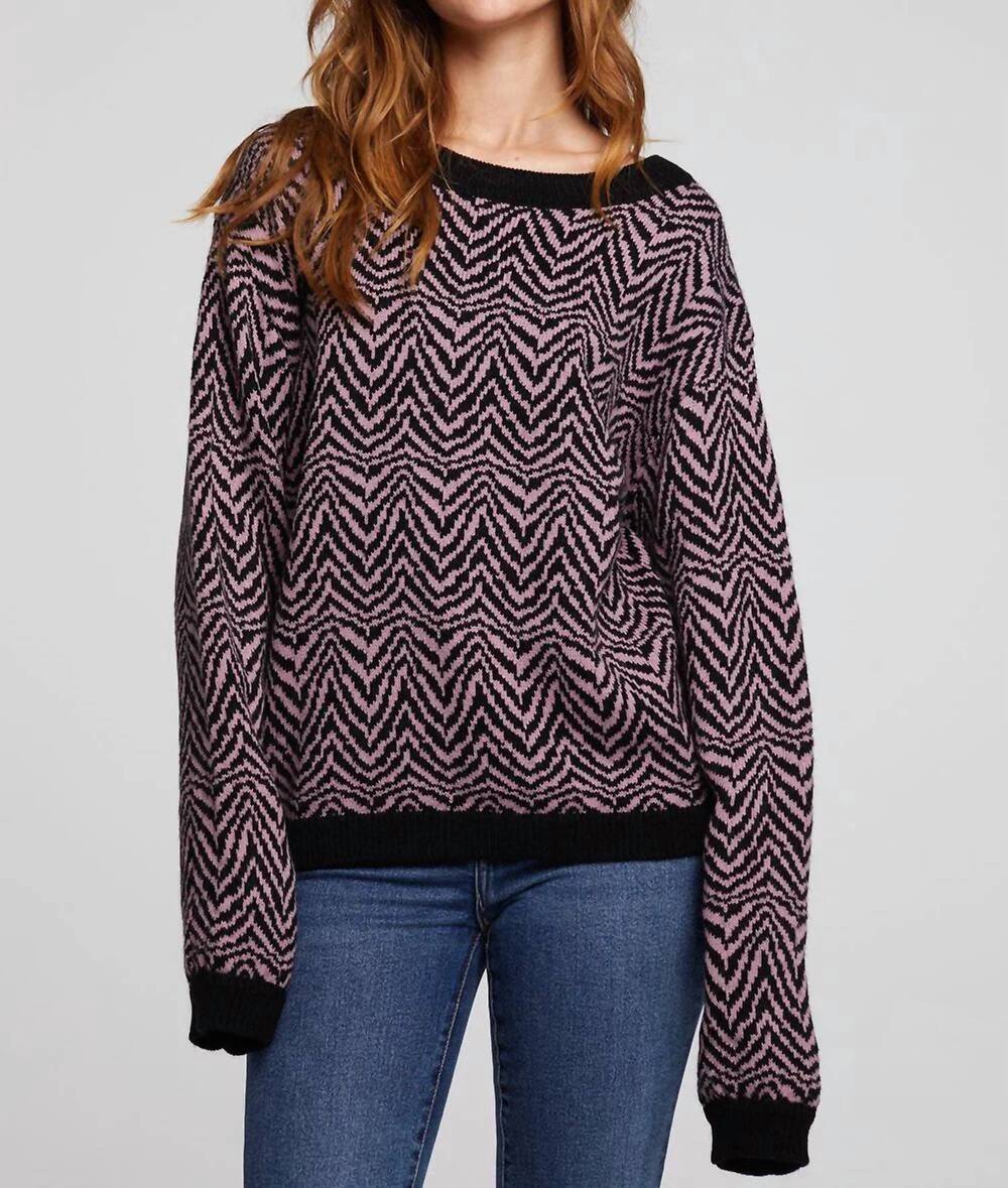 NEW CHASER melrose sweater in black/purple